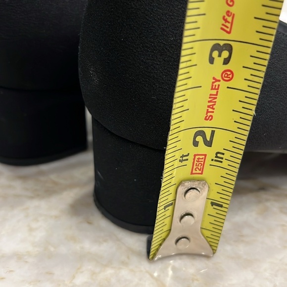 VINTAGE Stuart Weitzman | Square Toe Block Heels | Black Fabric | 7 Narrow - Picture 9 of 10
